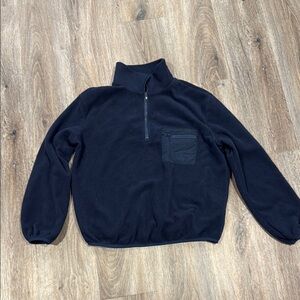 Women’s navy fleece zip up waist length